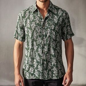 Bridge & Burn Men’s Green Paisley Button Down Shirt Size Small